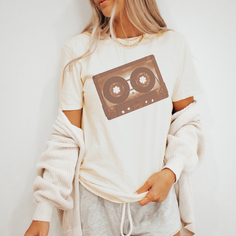 Cassette Tape Spooling Between Its Reels Retro Tee